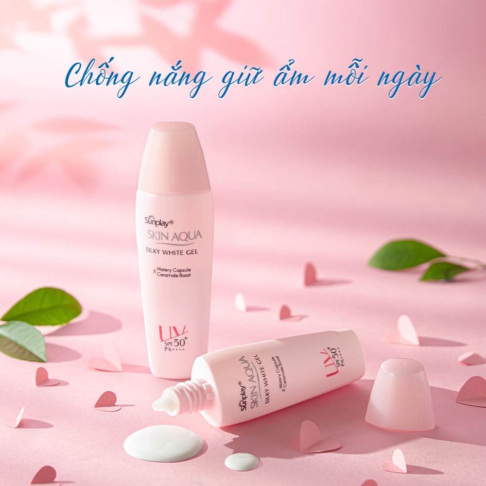 Gel chống nắng dưỡng trắng cho da khô Sunplay Skin Aqua Silky White Gel SPF 50+ PA++++ 70g | Shopee Việt Nam
