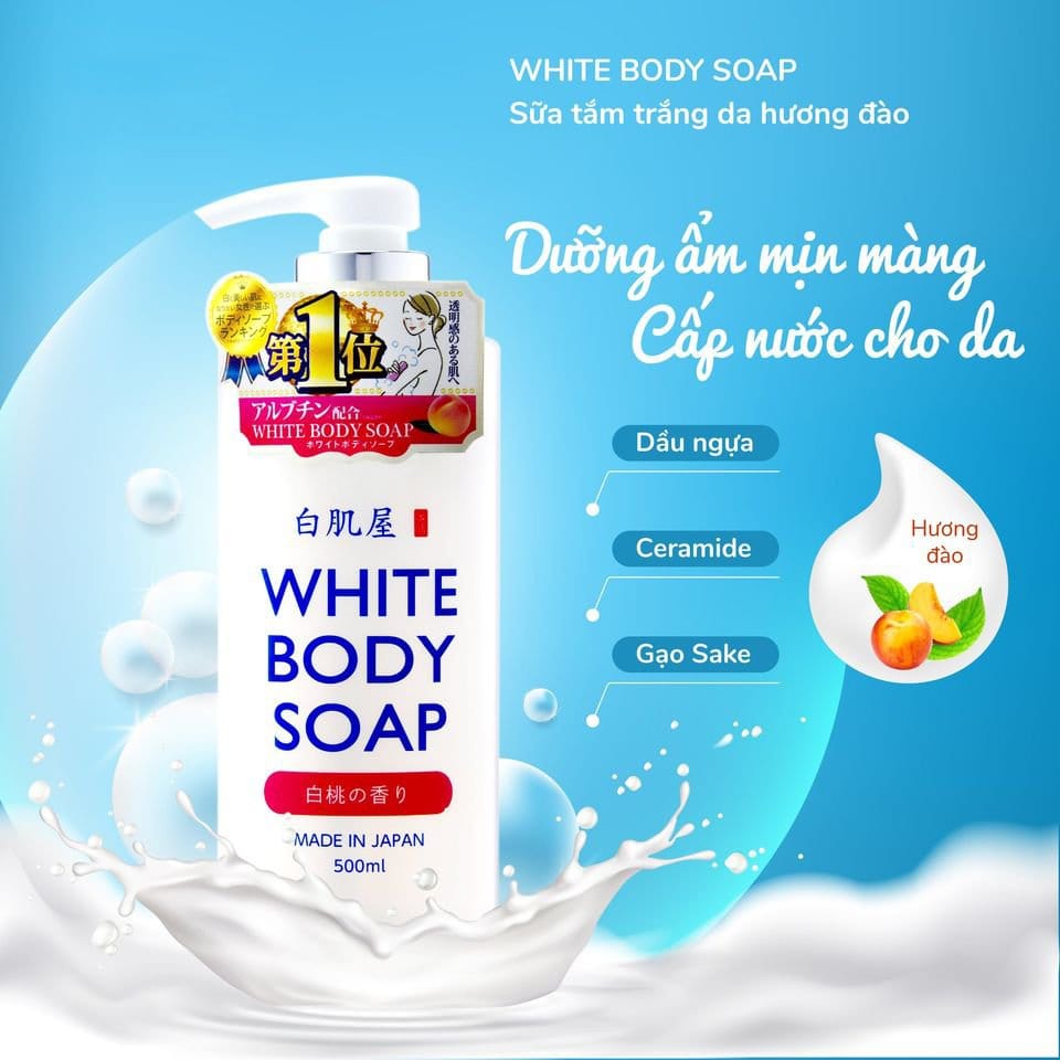 Sữa Tắm White Body Soap Hương Đào Nhật Bản 500ml - XACHTAYNHAT.NET