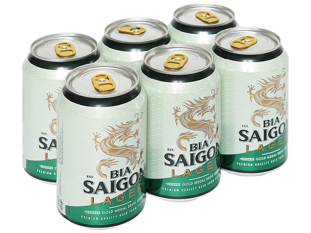 6 lon bia Sài Gòn xanh Lager 330ml giá tốt tại Bách hoá XANH